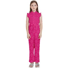 Pink Pattern, Abstract, Background, Bright Kids  Sleeveless Ruffle Edge Band Collar Chiffon One Piece