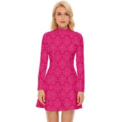 Pink Pattern, Abstract, Background, Bright Long Sleeve Velour Longline Dress