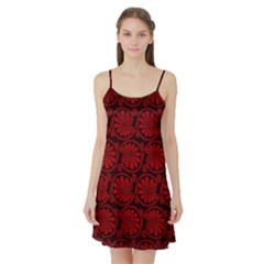 Red Floral Pattern Floral Greek Ornaments Satin Night Slip