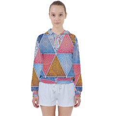 Texture With Triangles Women s Tie Up Sweat