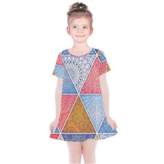 Texture With Triangles Kids  Simple Cotton Dress