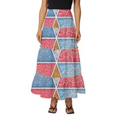 Texture With Triangles Tiered Ruffle Maxi Skirt