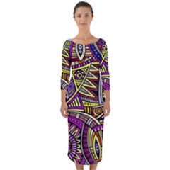 Violet Paisley Background, Paisley Patterns, Floral Patterns Quarter Sleeve Midi Bodycon Dress