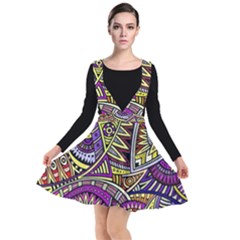 Violet Paisley Background, Paisley Patterns, Floral Patterns Plunge Pinafore Dress