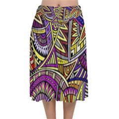 Violet Paisley Background, Paisley Patterns, Floral Patterns Velvet Flared Midi Skirt
