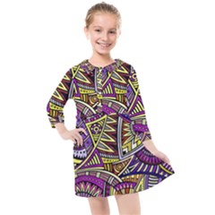 Violet Paisley Background, Paisley Patterns, Floral Patterns Kids  Quarter Sleeve Shirt Dress