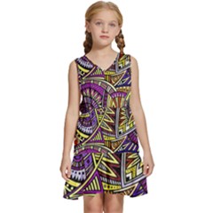 Violet Paisley Background, Paisley Patterns, Floral Patterns Kids  Sleeveless Tiered Mini Dress