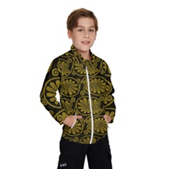 Yellow Floral Pattern Floral Greek Ornaments Kids  Windbreaker