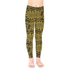 Yellow Floral Pattern Floral Greek Ornaments Kids  Classic Winter Leggings