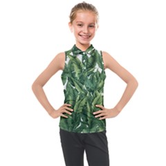 Tropical Leaves Kids  Sleeveless Polo T-shirt