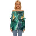 Dolphin Swimming Sea Ocean Off Shoulder Chiffon Pocket Shirt View1