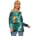 Dolphin Swimming Sea Ocean Off Shoulder Chiffon Pocket Shirt View3