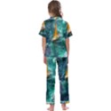 Moon Moonlit Forest Fantasy Midnight Kids  Satin Short Sleeve Pajamas Set View2