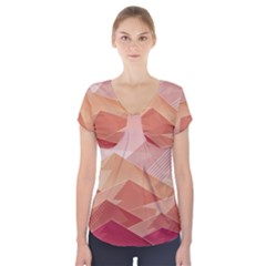 Mountains Sunset Landscape Nature Short Sleeve Front Detail Top