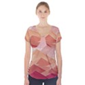 Mountains Sunset Landscape Nature Short Sleeve Front Detail Top View1