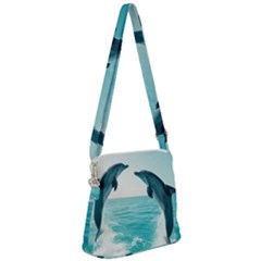 Dolphin Sea Ocean Zipper Messenger Bag