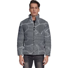 Authentic Aboriginal Art - Farm Lands 4 Men s Puffer Bubble Jacket Coat
