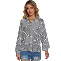 Authentic Aboriginal Art - Farm-lands3 Women s Long Sleeve Button Up Shirt