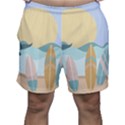 Beach Sea Surfboards Water Sand Drawing  Boho Bohemian Nature Men s Shorts View1