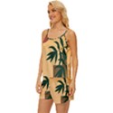 Arch Stairs Sun Branches Leaves Boho Bohemian Botanical Minimalist Nature Satin Pajama Short Set View2