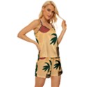 Arch Stairs Sun Branches Leaves Boho Bohemian Botanical Minimalist Nature Satin Pajama Short Set View3