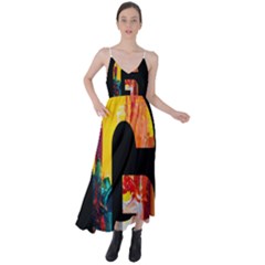 Abstract, Dark Background, Black, Typography,g Tie Back Maxi Dress