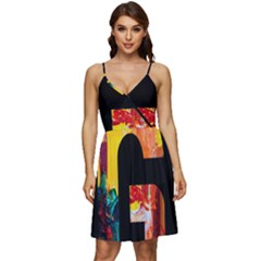 Abstract, Dark Background, Black, Typography,g V-neck Pocket Summer Dress 