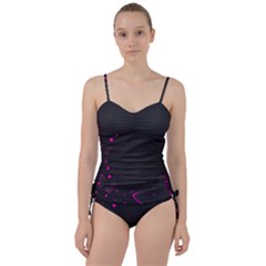 Butterflies, Abstract Design, Pink Black Sweetheart Tankini Set