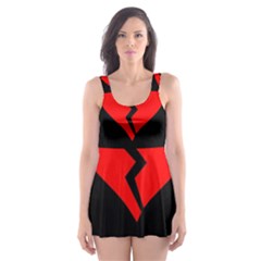 No Love, Broken, Emotional, Heart, Hope Skater Dress Swimsuit