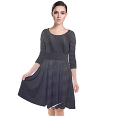 S Black Fingerprint, Black, Edge Quarter Sleeve Waist Band Dress