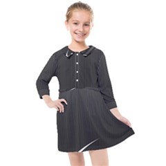 S Black Fingerprint, Black, Edge Kids  Quarter Sleeve Shirt Dress