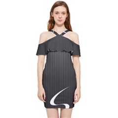 S Black Fingerprint, Black, Edge Shoulder Frill Bodycon Summer Dress