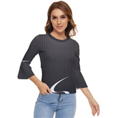 S Black Fingerprint, Black, Edge Bell Sleeve Top