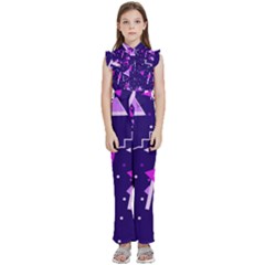 Triangles, Triangle, Colorful Kids  Sleeveless Ruffle Edge Band Collar Chiffon One Piece