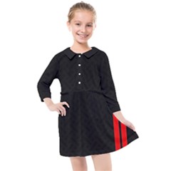 Abstract Black & Red, Backgrounds, Lines Kids  Quarter Sleeve Shirt Dress