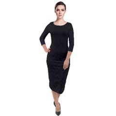 Abstract Black & Red, Backgrounds, Lines Quarter Sleeve Midi Velour Bodycon Dress