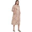 Lines Dots Pattern Abstract Art Women s Cotton 3/4 Sleeve Nightgown View3