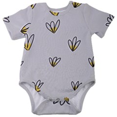 Pattern Leaves Daisies Print Baby Short Sleeve Bodysuit