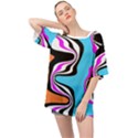 Liquid Warp Background Orange Blue Oversized Chiffon Top View1