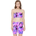 Swirl Pink White Blue Black Stretch Shorts and Tube Top Set View1