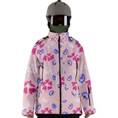Flower Heart Print Pattern Pink Men s Zip Ski And Snowboard Waterproof Breathable Jacket by Cemarart