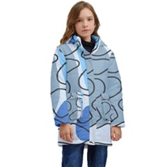 Boho Blue Deep Blue Artwork Kids  Hooded Longline Puffer Jacket