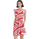 Red White Background Swirl Playful Cocktail Party Halter Sleeveless Dress With Pockets View2