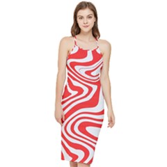 Red White Background Swirl Playful Bodycon Cross Back Summer Dress