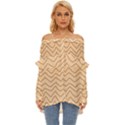 Background Wavy Zig Zag Lines Off Shoulder Chiffon Pocket Shirt View1