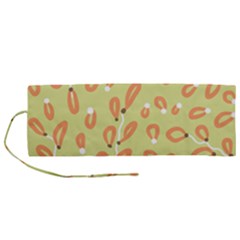 Pattern Leaves Print Background Roll Up Canvas Pencil Holder (m)