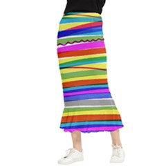 Print Ink Colorful Background Maxi Fishtail Chiffon Skirt