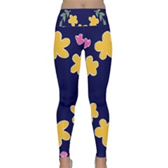 Doodle Flower Leaves Plant Design Lightweight Velour Classic Yoga Leggings