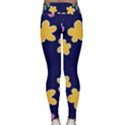 Doodle Flower Leaves Plant Design Lightweight Velour Classic Yoga Leggings View2