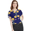 Doodle Flower Leaves Plant Design Butterfly Chiffon Blouse View1